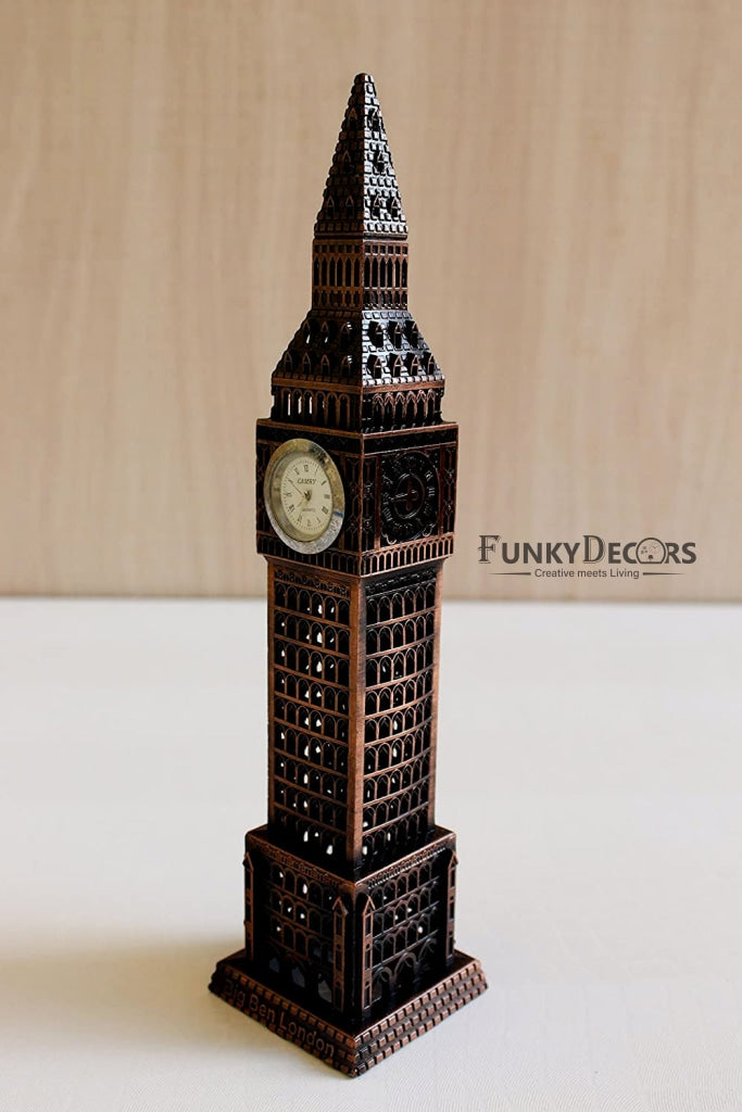 FunkyDecors 24 Cm Tall Copper Big Ben London Clock Tower Collectible Statue Metal Showpiece