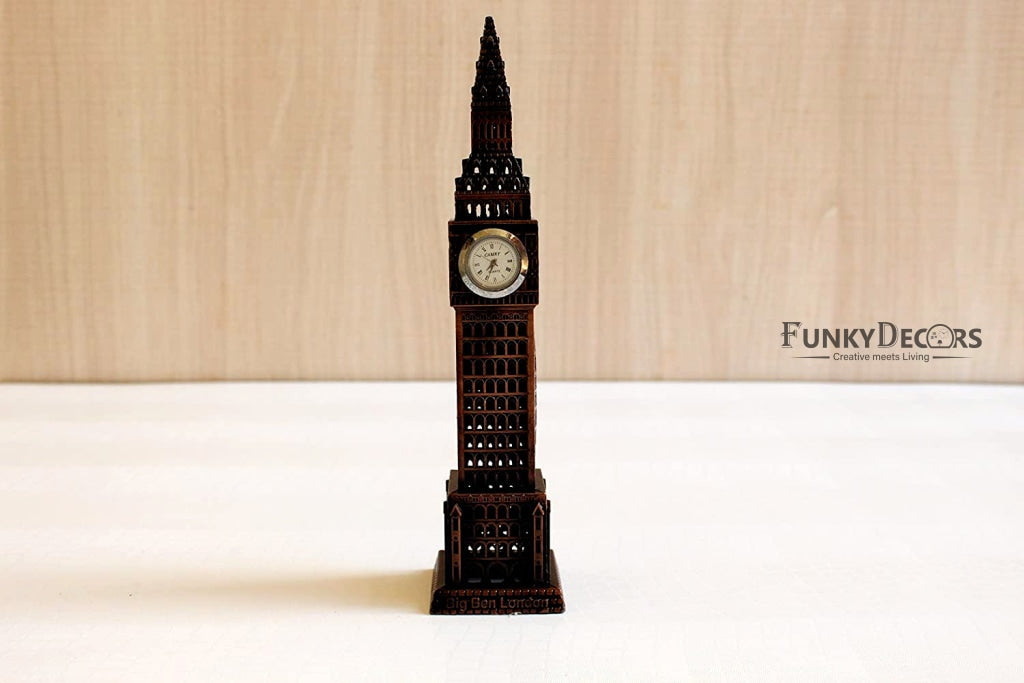FunkyDecors 24 Cm Tall Copper Big Ben London Clock Tower Collectible Statue Metal Showpiece