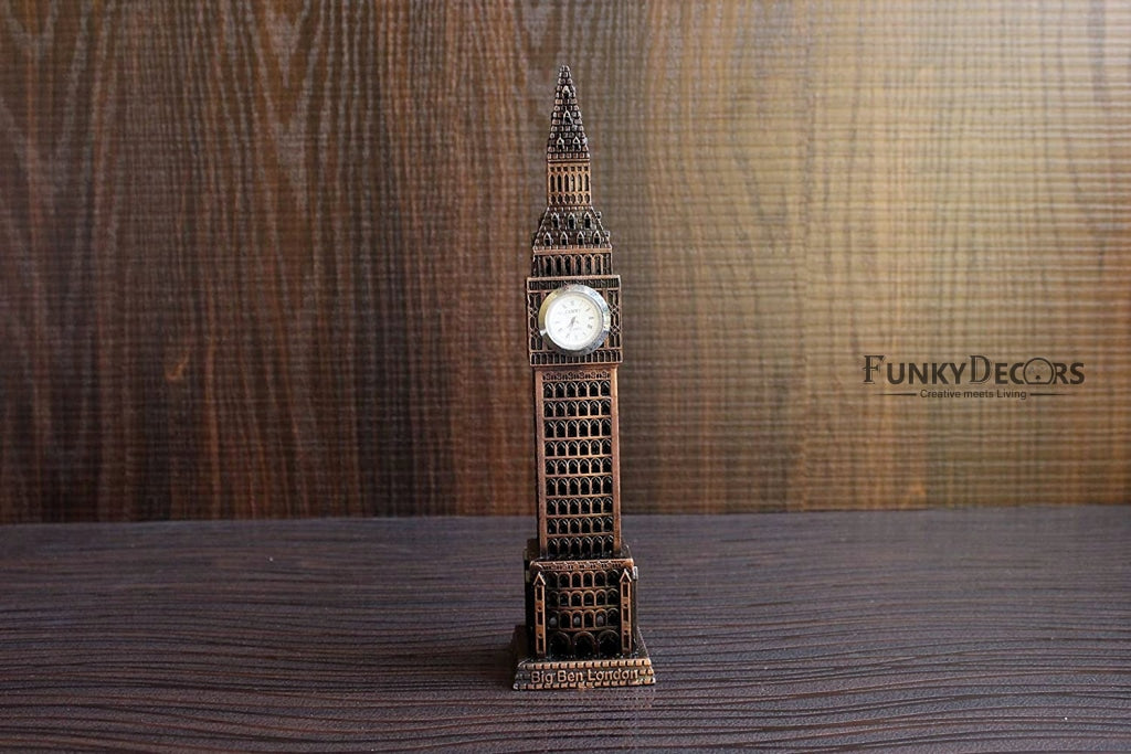 FunkyDecors 24 Cm Tall Copper Big Ben London Clock Tower Collectible Statue Metal Showpiece
