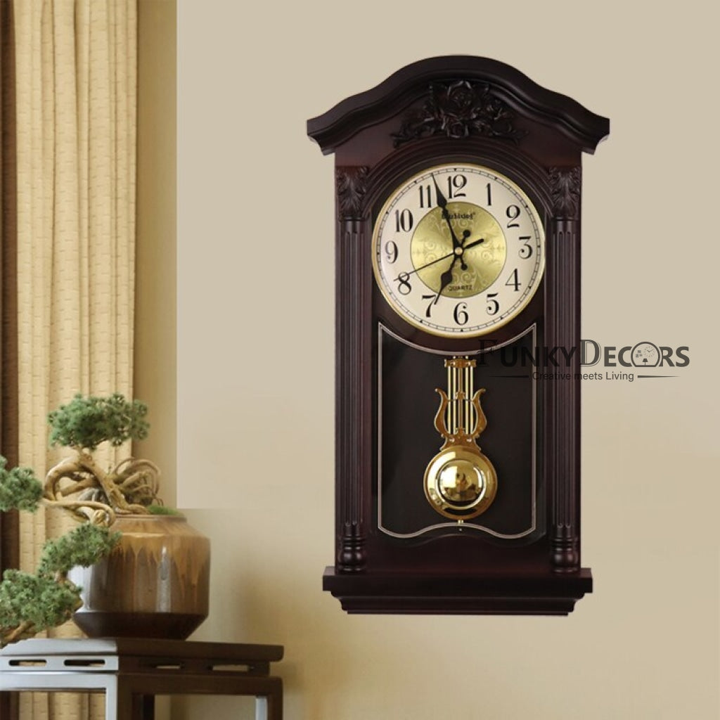 FunkyDecors Almirah Design Wall Clock With Pendulum And Sound For Home Office Decor Gifts 52 Cm