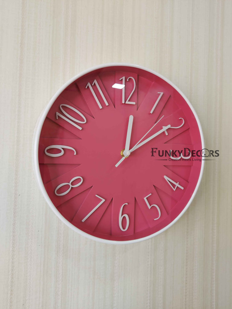 Funkytradition Baby Pink Wall Clock Watch Decor For Home Office And Gifts 26 Cm Tall Clocks