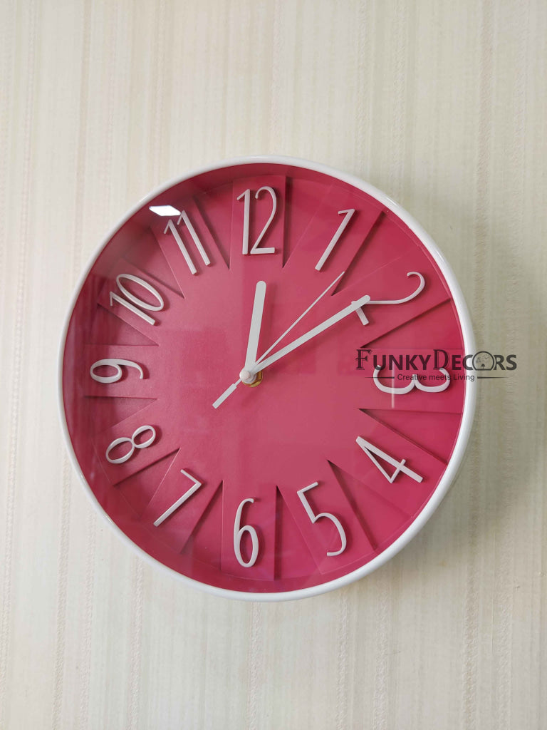 Funkytradition Baby Pink Wall Clock Watch Decor For Home Office And Gifts 26 Cm Tall Clocks