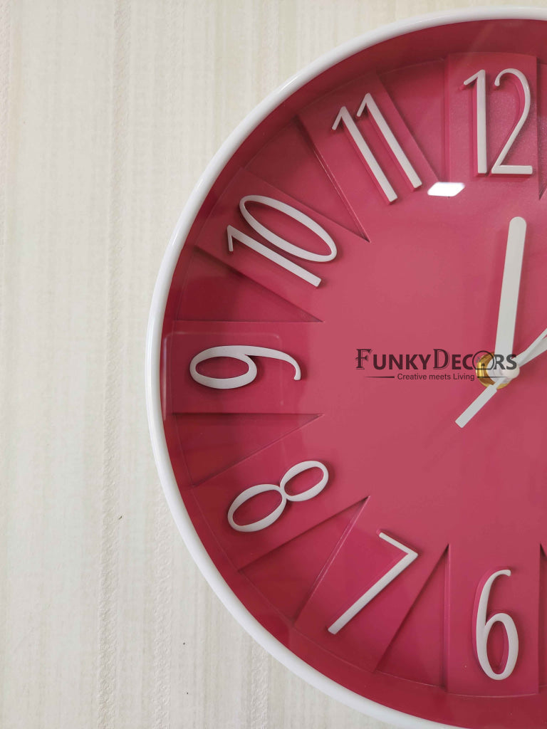 Funkytradition Baby Pink Wall Clock Watch Decor For Home Office And Gifts 26 Cm Tall Clocks