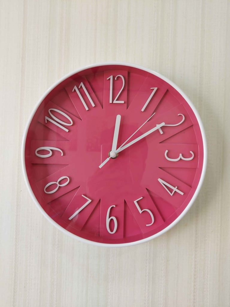 Funkytradition Baby Pink Wall Clock Watch Decor For Home Office And Gifts 26 Cm Tall Clocks