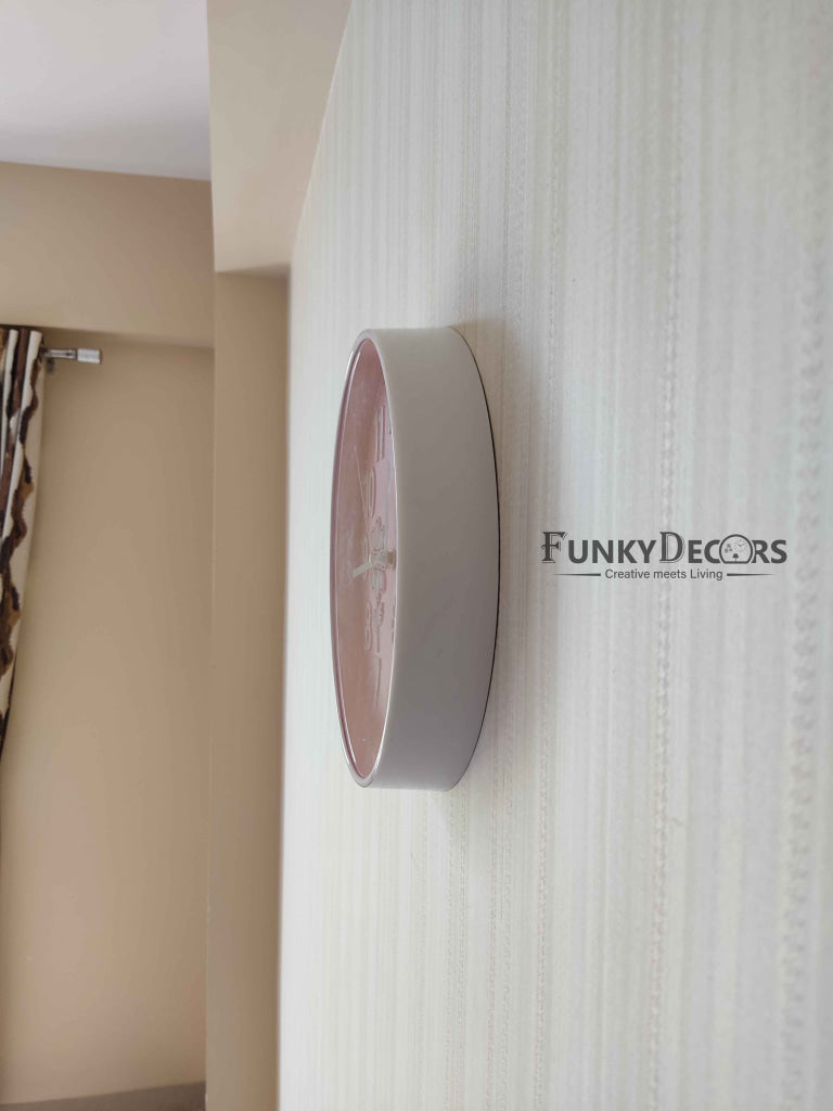 Funkytradition Baby Pink Wall Clock Watch Decor For Home Office And Gifts 26 Cm Tall Clocks