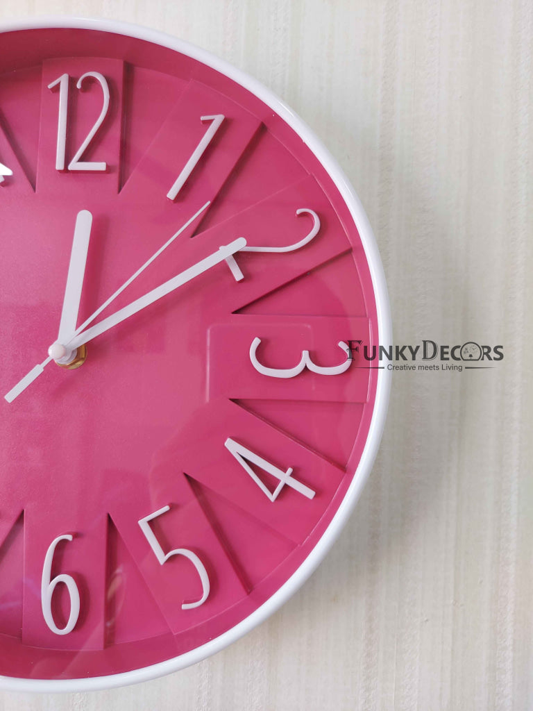 Funkytradition Baby Pink Wall Clock Watch Decor For Home Office And Gifts 26 Cm Tall Clocks