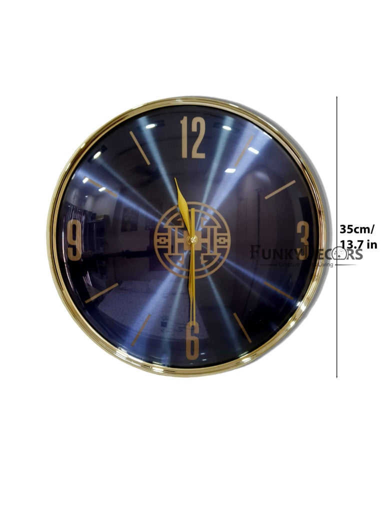 Funkytradition Blue Minimal Wall Clock Watch Decor For Home Office And Gifts 35 Cm Tall Clocks