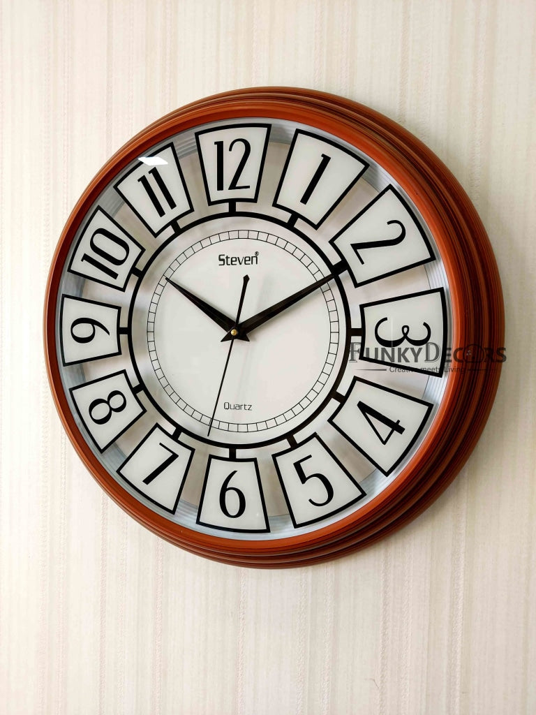 FunkyDecors Brown Glass Minimal Wall Clock Watch Decor For Home Office And Gifts 42 Cm Tall