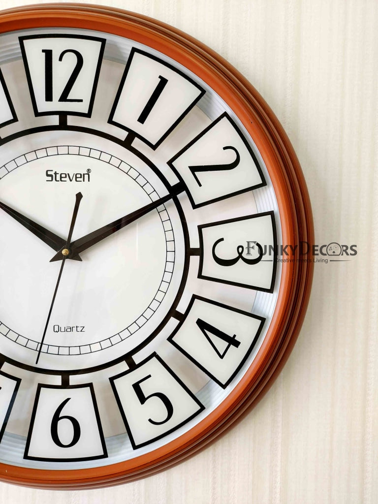 FunkyDecors Brown Glass Minimal Wall Clock Watch Decor For Home Office And Gifts 42 Cm Tall