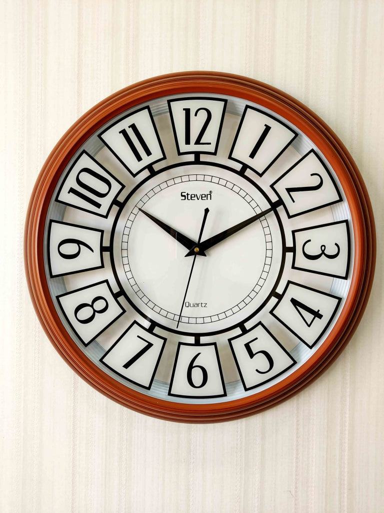 FunkyDecors Brown Glass Minimal Wall Clock Watch Decor For Home Office And Gifts 42 Cm Tall