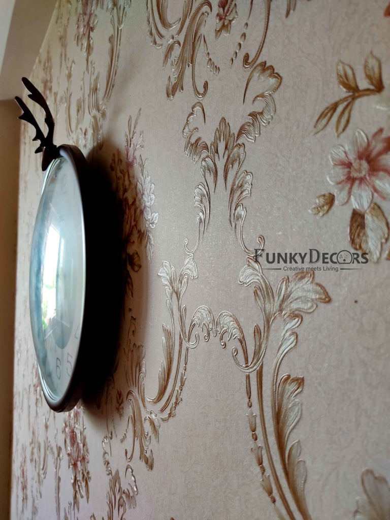 Funkytradition Brown Reindeer Wall Clock Watch Decor For Home Office And Gifts 35 Cm Tall Clocks