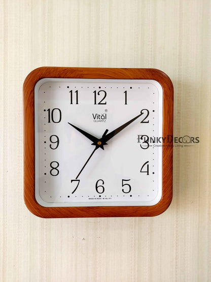 Funkytradition Brown White Minimal Square Wall Clock Watch Decor For Home Office And Gifts Clocks