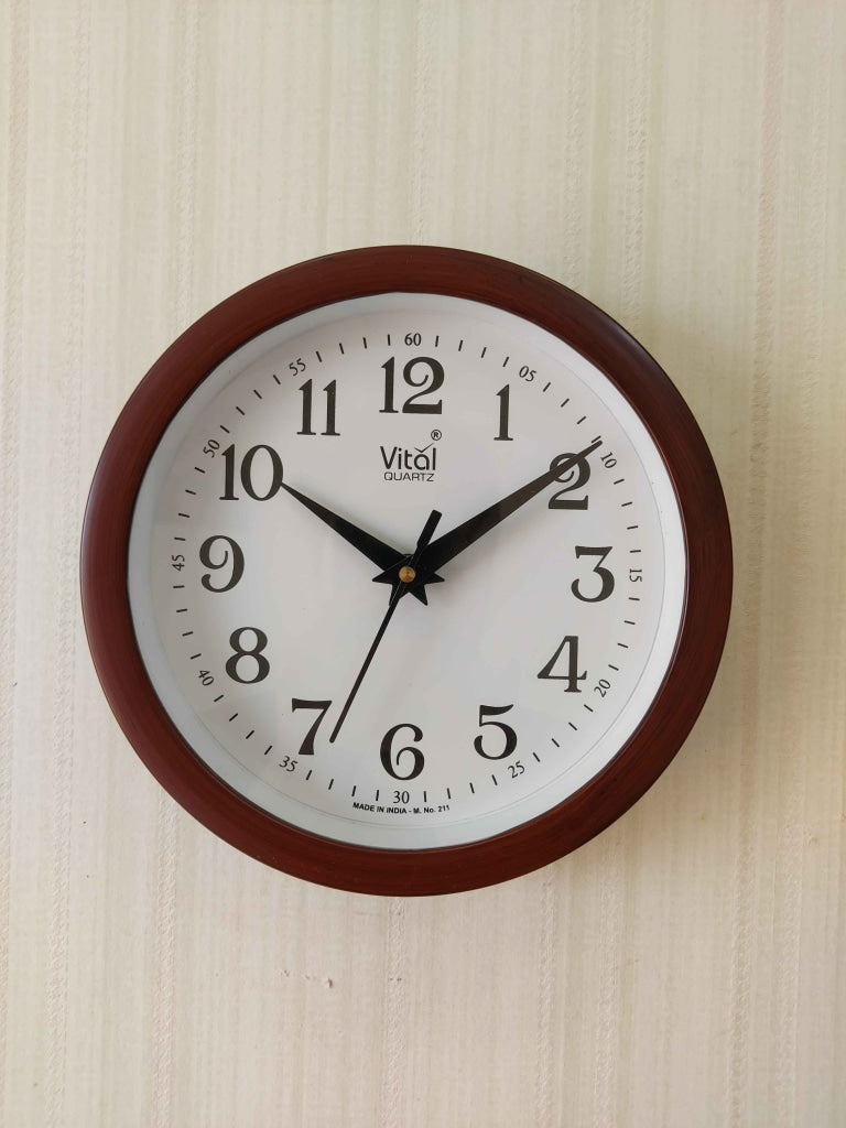 Funkytradition Brown White Minimal Wall Clock Watch Decor For Home Office And Gifts Small Clocks
