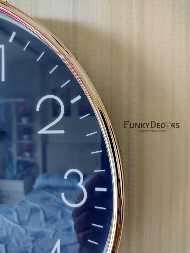 Funkytradition Classic Blue Golden Wall Clock Watch Decor For Home Office And Gifts 38 Cm Tall