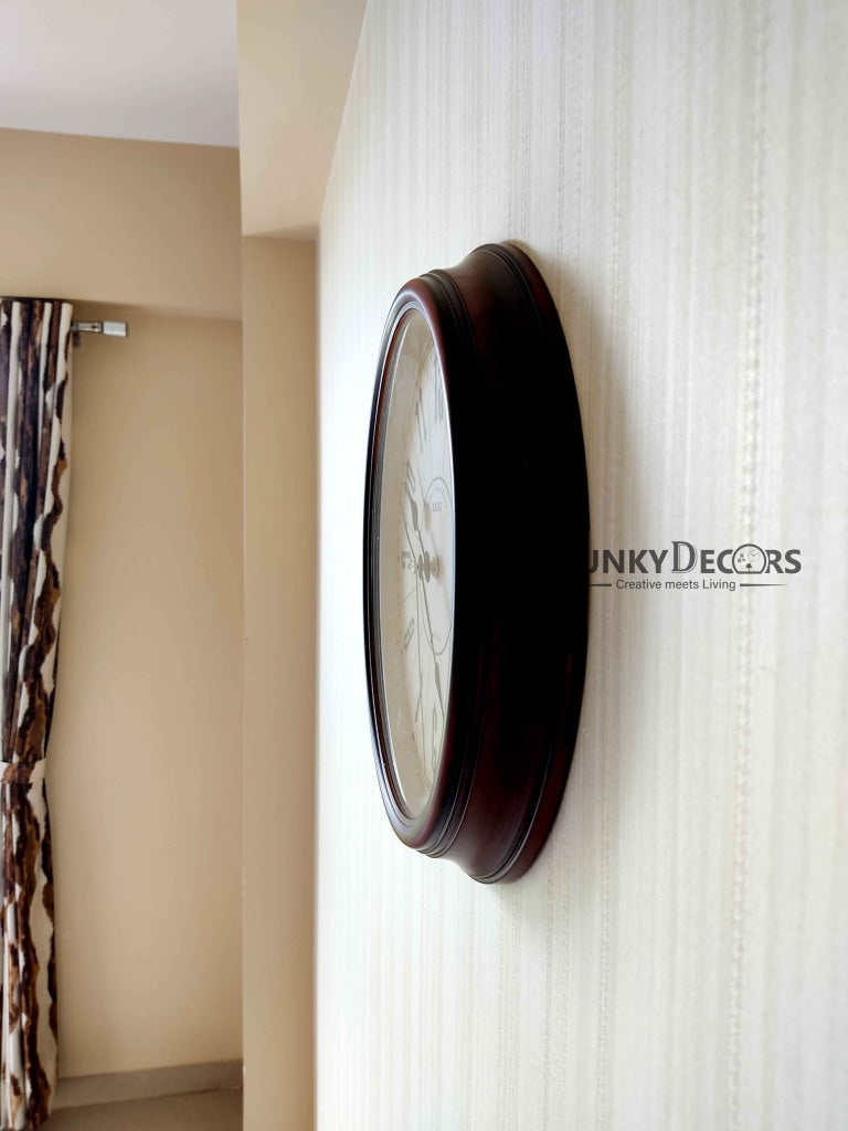 Funkytradition Classic Brown White Wall Clock Watch Decor For Home Office And Gifts 35 Cm Tall
