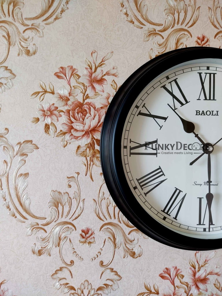 Funkytradition Classic Brown White Wall Clock Watch Decor For Home Office And Gifts 35 Cm Tall
