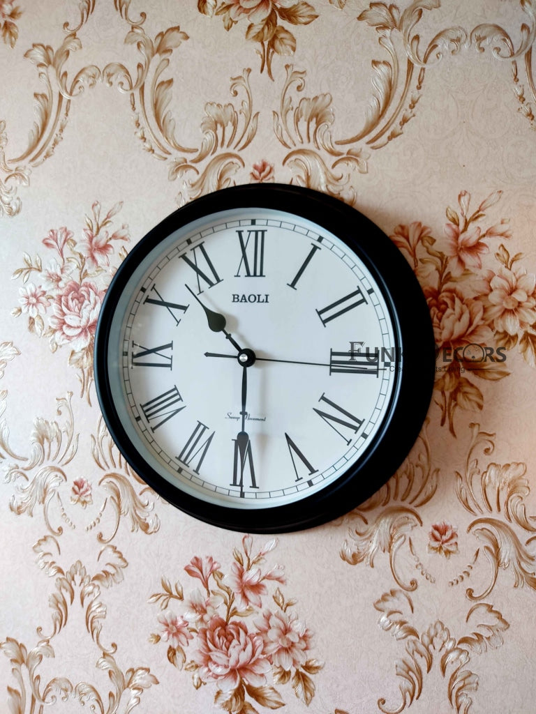 Funkytradition Classic Brown White Wall Clock Watch Decor For Home Office And Gifts 35 Cm Tall