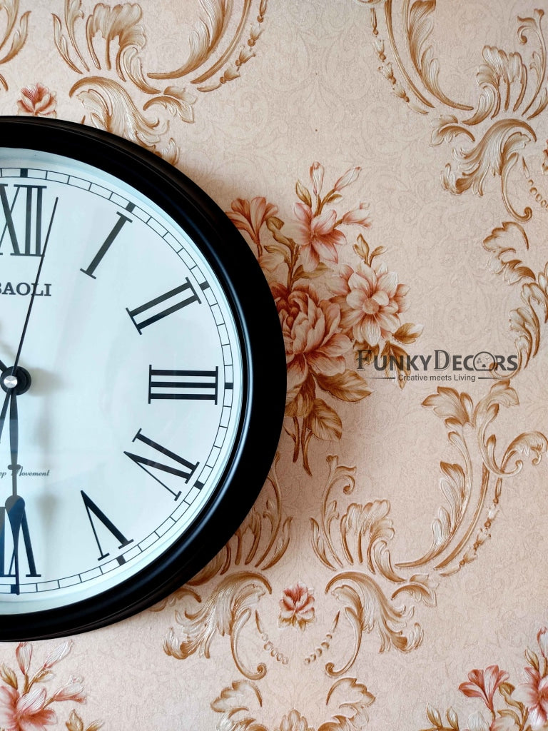 Funkytradition Classic Brown White Wall Clock Watch Decor For Home Office And Gifts 35 Cm Tall