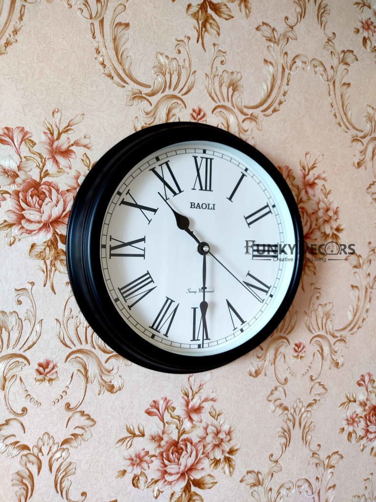 Funkytradition Classic Brown White Wall Clock Watch Decor For Home Office And Gifts 35 Cm Tall
