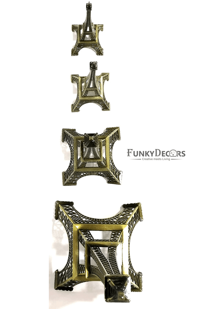 FunkyDecors Combo Set Of 3 Eiffel Tower Statue Metal Showpiece | Birthday Anniversary Gift And
