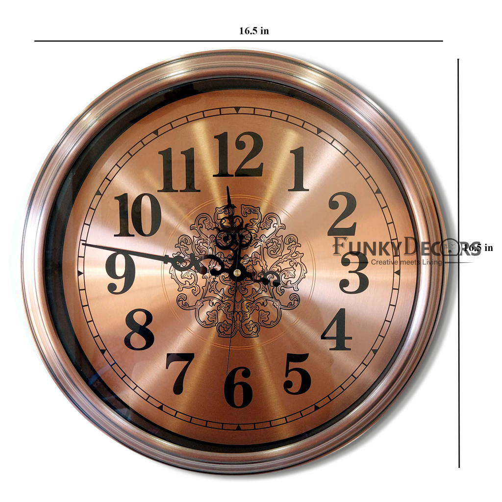 FunkyDecors Copper Elegant Design Wall Clock Watch Decor For Home Office And Gifts 42 Cm Tall