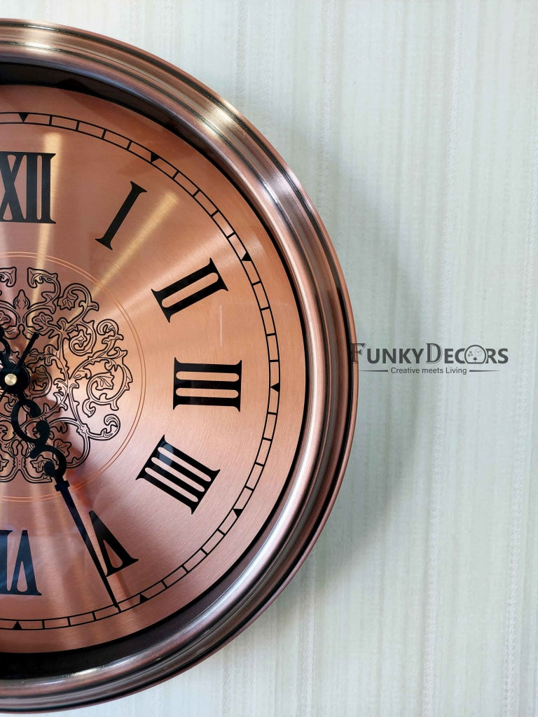 Funkytradition Copper Elegant Design Wall Clock Watch Decor For Home Office And Gifts 42 Cm Tall