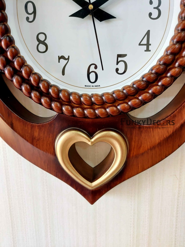 FunkyDecors Decorative Retro Anchor Ship Steering Heart Shape Wall Clock For Home Office Decor