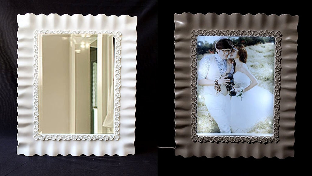 FunkyDecors Designer 2 In 1 Square Mirror With Photo Frame For Home Office Decor Valentines