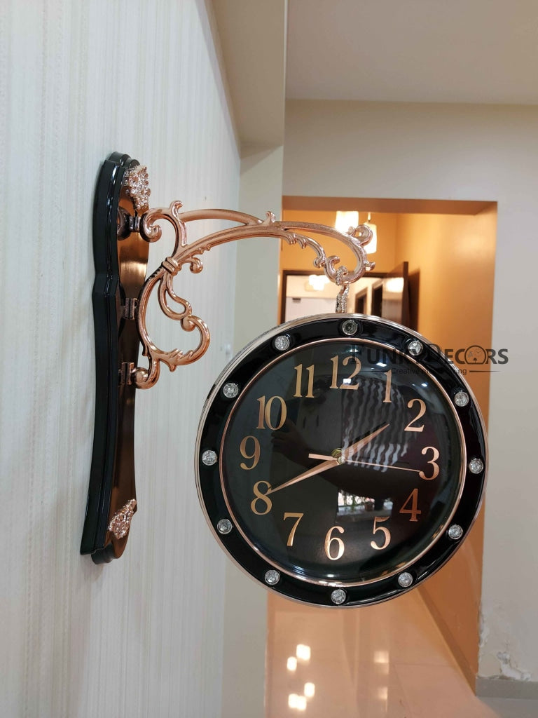 Funkytradition Designer Antique-Look Golden Black Round Wall Hanging Double Sided 2 Faces Retro