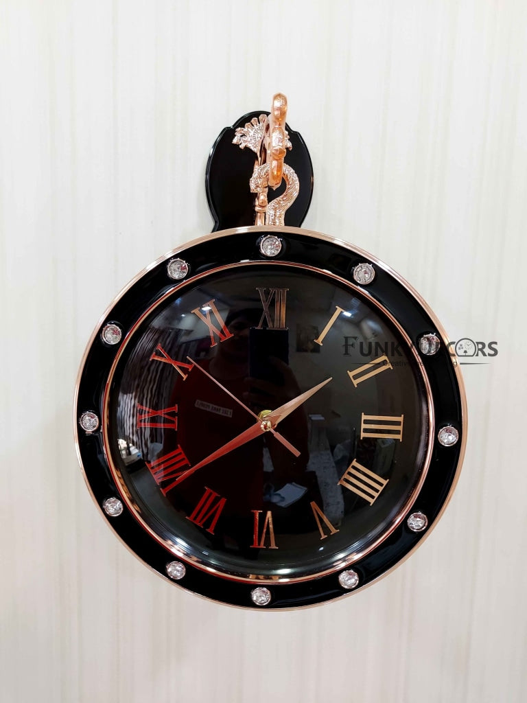 Funkytradition Designer Antique-Look Golden Black Round Wall Hanging Double Sided 2 Faces Retro