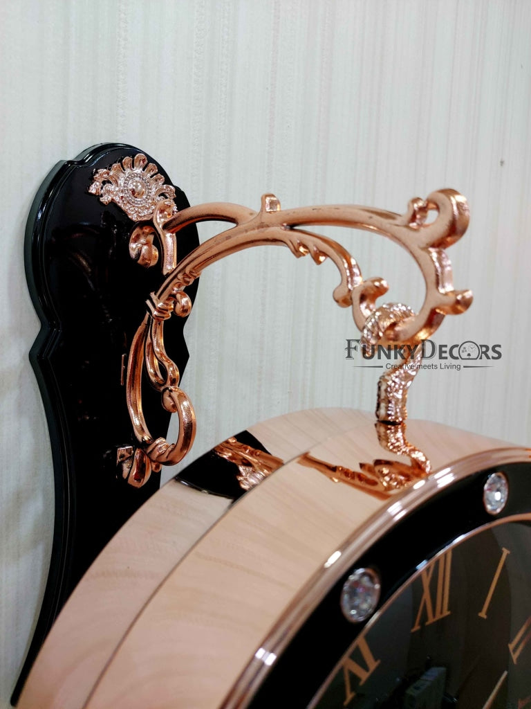 Funkytradition Designer Antique-Look Golden Black Round Wall Hanging Double Sided 2 Faces Retro