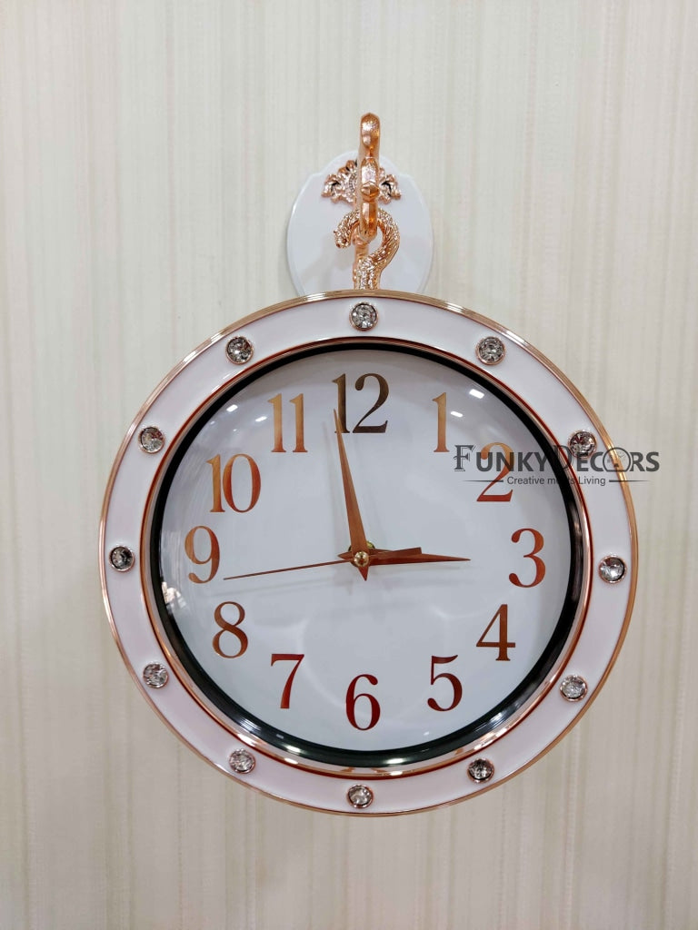 Funkytradition Designer Antique-Look Golden White Round Wall Hanging Double Sided 2 Faces Retro