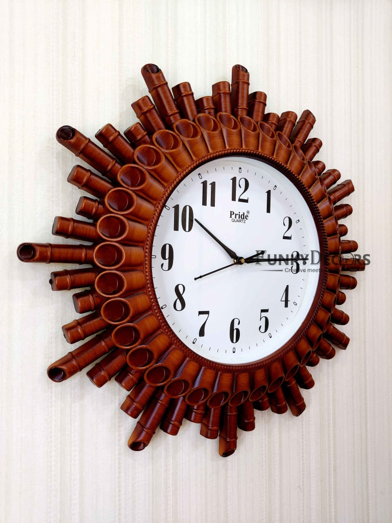 FunkyDecors Designer Bamboo Style Wall Clock Watch Décor For Home Office Decor And Gifts 48 Cm