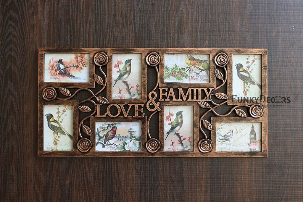 FunkyTradition Designer Big Love and Family Frames for 8 Photos for Home Office Decor and Anniversary Valentines Birthday Housewarming Gifts 70 CM Wide