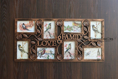 FunkyTradition Designer Big Love and Family Frames for 8 Photos for Home Office Decor and Anniversary Valentines Birthday Housewarming Gifts 70 CM Wide