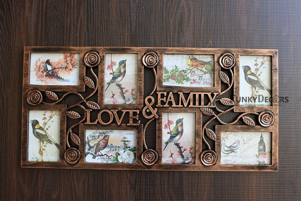 FunkyTradition Designer Big Love and Family Frames for 8 Photos for Home Office Decor and Anniversary Valentines Birthday Housewarming Gifts 70 CM Wide