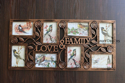 FunkyTradition Designer Big Love and Family Frames for 8 Photos for Home Office Decor and Anniversary Valentines Birthday Housewarming Gifts 70 CM Wide