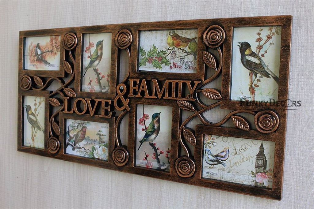 FunkyDecors Designer Big Love and Family Frames for 8 Photos for Home Office Decor and Anniversary Valentines Birthday Housewarming Gifts 70 CM Wide