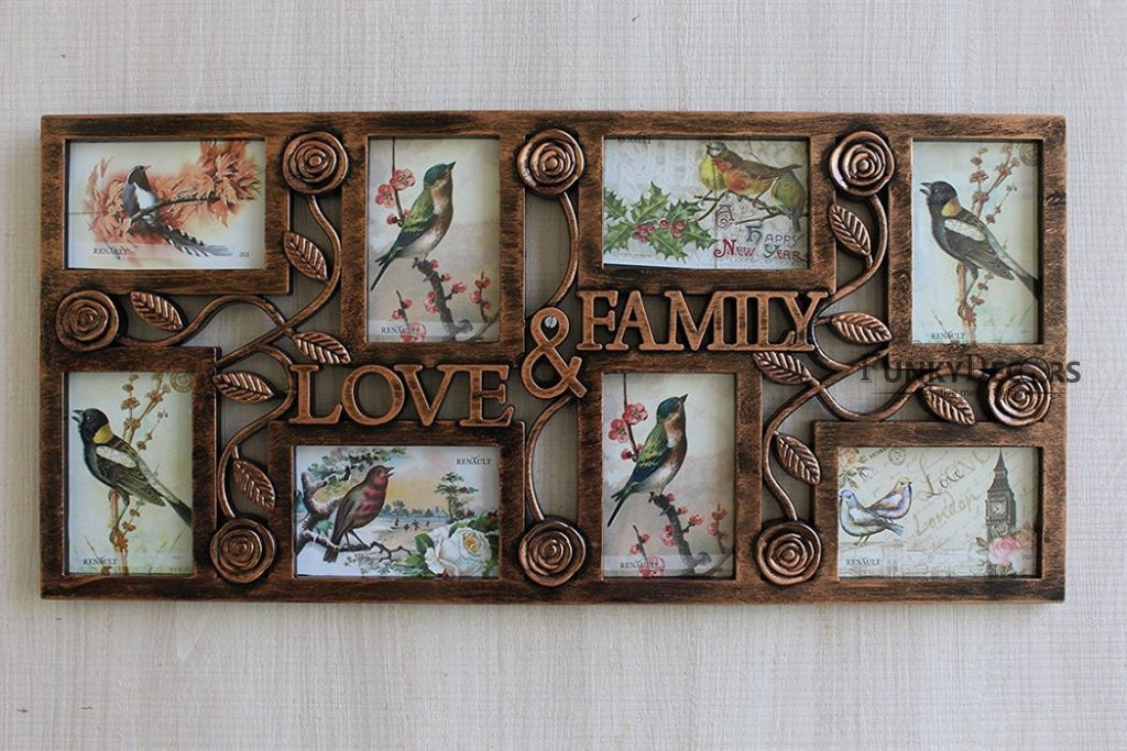 FunkyDecors Designer Big Love and Family Frames for 8 Photos for Home Office Decor and Anniversary Valentines Birthday Housewarming Gifts 70 CM Wide