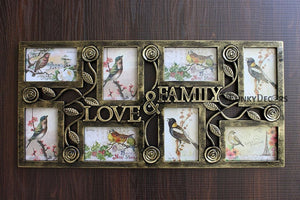 FunkyTradition Designer Big Wooden Texture Love and Family Frames for 8 Photos for Home Office Decor and Anniversary Valentines Birthday Housewarming Gifts 70 CM Wide