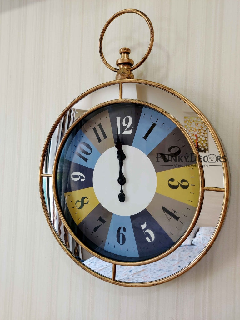 FunkyDecors Designer Mirror Wall Clock Watch Décor For Home Office Decor And Gifts 60 Cm Tall