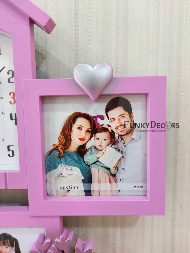 FunkyDecors Designer Pink House Shape Love And Family Photo Frames