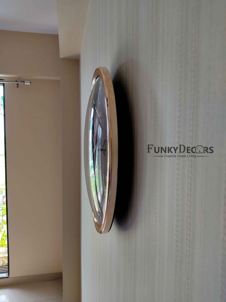 Funkytradition Golden Brown Wooden Texture Wall Clock Watch Decor For Home Office And Gifts 35 Cm