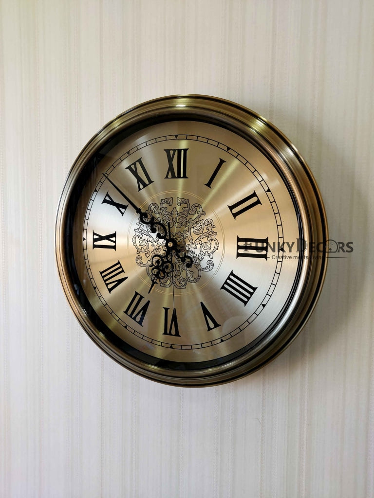 FunkyDecors Golden Elegant Design Wall Clock Watch Decor For Home Office And Gifts 42 Cm Tall