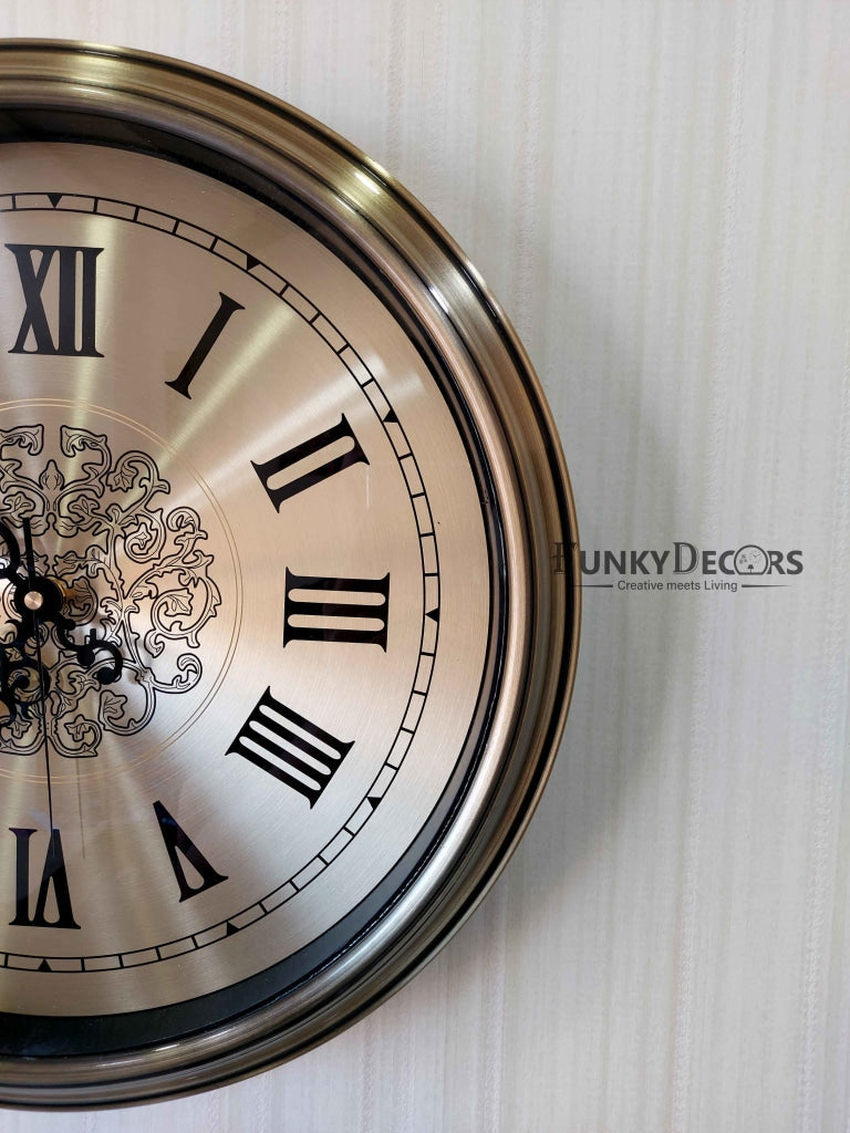 FunkyDecors Golden Elegant Design Wall Clock Watch Decor For Home Office And Gifts 42 Cm Tall