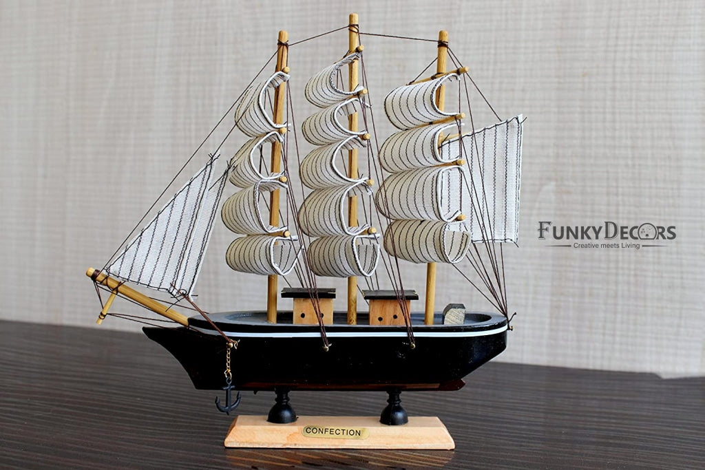 FunkyDecors Handmade Pirates Of Caribbean Ship Detailed Wooden Model Nautical Home Decor 30 Cm