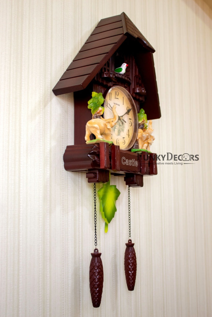 FunkyDecors Hanging Cuckoo Wall Clock For Home Office Decor And Gifts Brown 70 Cm Tall-