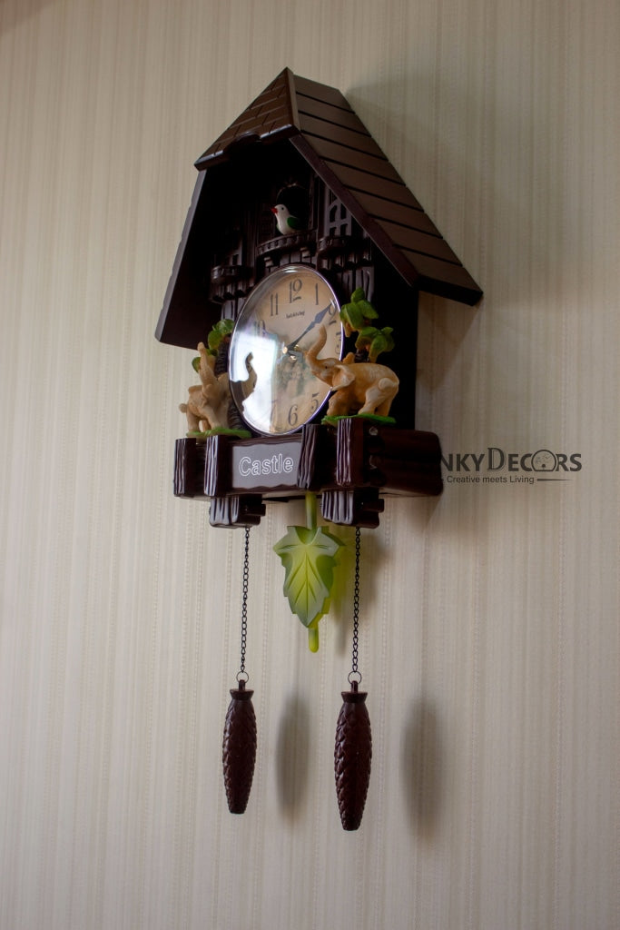 FunkyDecors Hanging Cuckoo Wall Clock For Home Office Decor And Gifts Brown 70 Cm Tall-