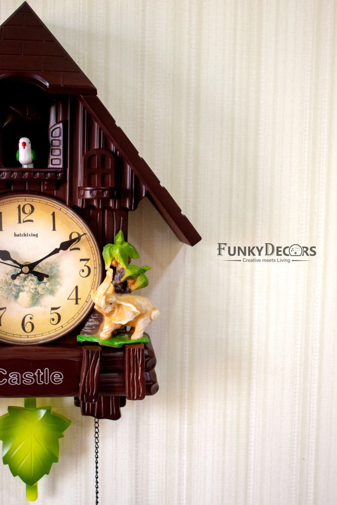 FunkyDecors Hanging Cuckoo Wall Clock For Home Office Decor And Gifts Brown 70 Cm Tall-
