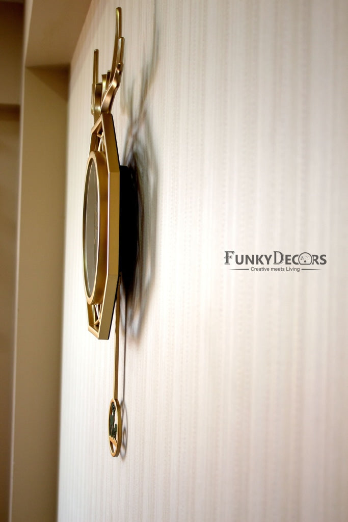 Funkytradition Hexagon Multicolor Reindeer Pendulum Wall Clock Watch Decor For Home Office And Gifts